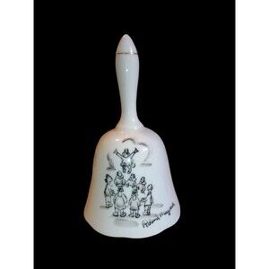 Vintage Robert Mayokok Alaska Eskimo Blanket Toss Signed Porcelain Bell